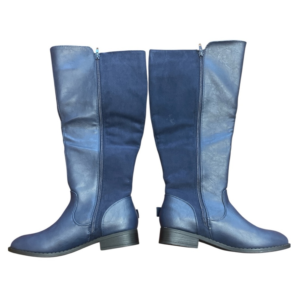 NEW FAUZ LEATHER FLAT BOOTS WITH ZIPPERED DETAILS - Picture 6 of 13
